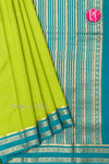 Pure Mysore Crepe Silk Saree -Lime green AndTealblue-PF86103