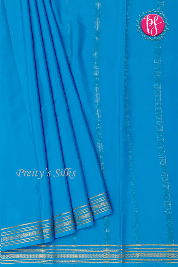 Pure Mysore Crepe Silk Saree-Skyblue-PA19538
