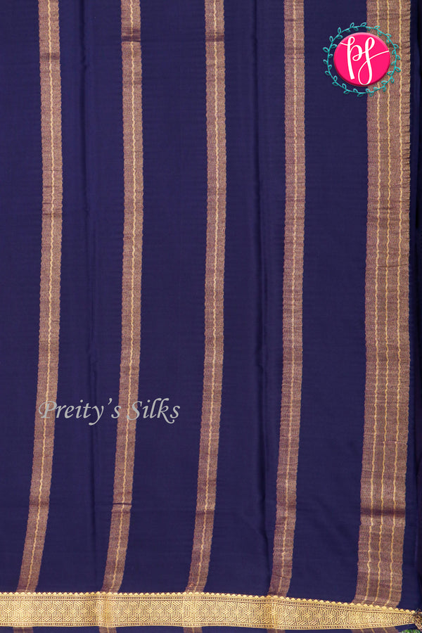 Pure Mysore Crepe Silk Saree-Navyblue-PA33565