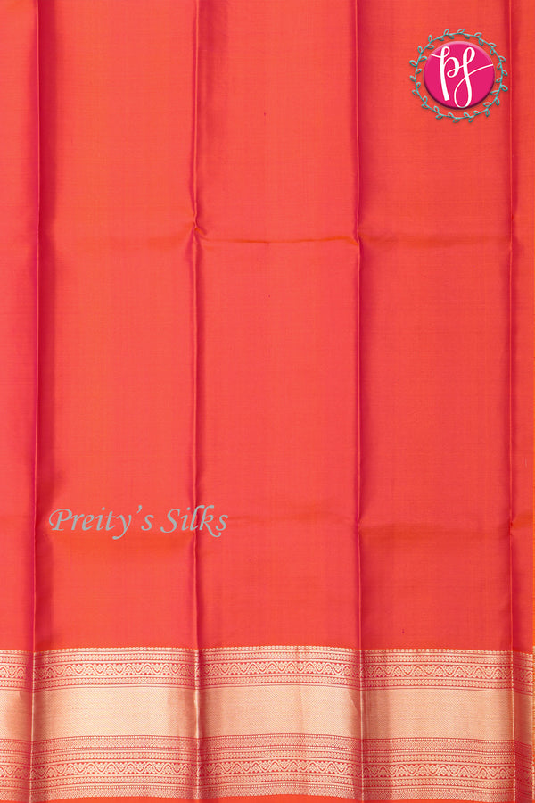 Pure Kanchipuram Silk Saree-Purple And Orange-PF75907