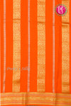 Pure Mysore Crepe Silk Saree -Pista Green With Orange-PF80566
