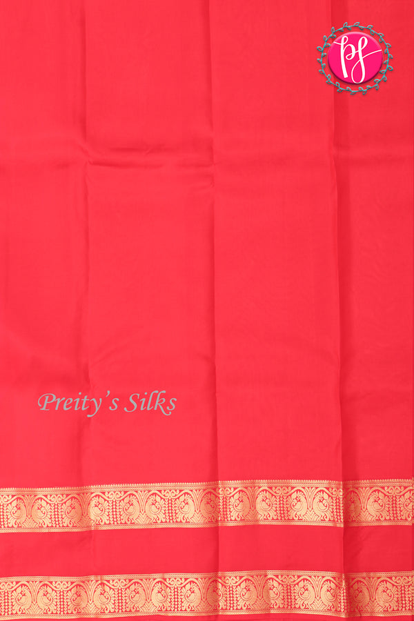 Half Pure Kanchipuram Silk Saree-Orange And Red-PA25793