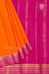 Pure Mysore Crepe Silk Saree -Orange And Pink-PF73884