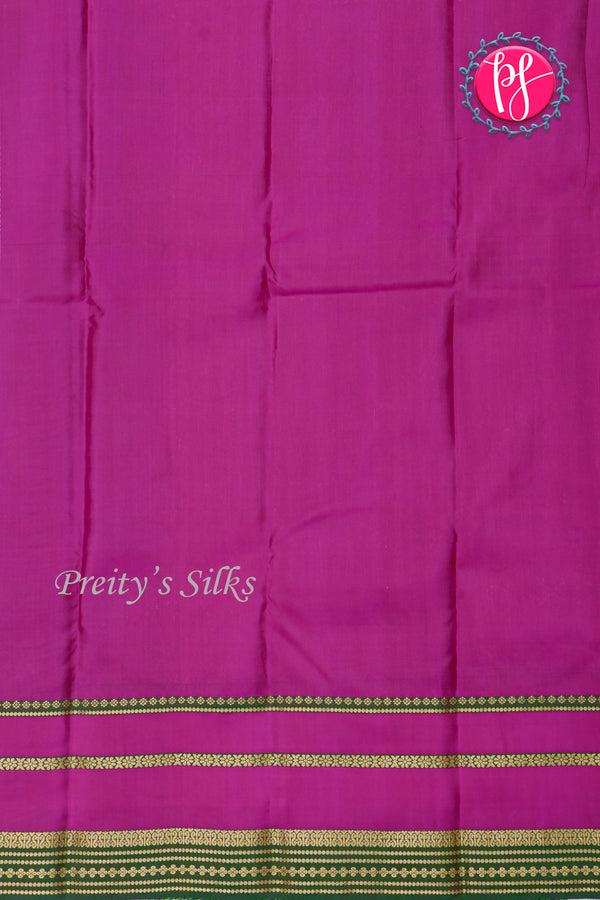 Half Pure Kanchipuram Silk Saree- ORANGE Triple Border- PA24996