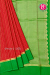 Pure Mysore Crepe Silk Saree Contrast PlainBorder -Red And Green-PA10788