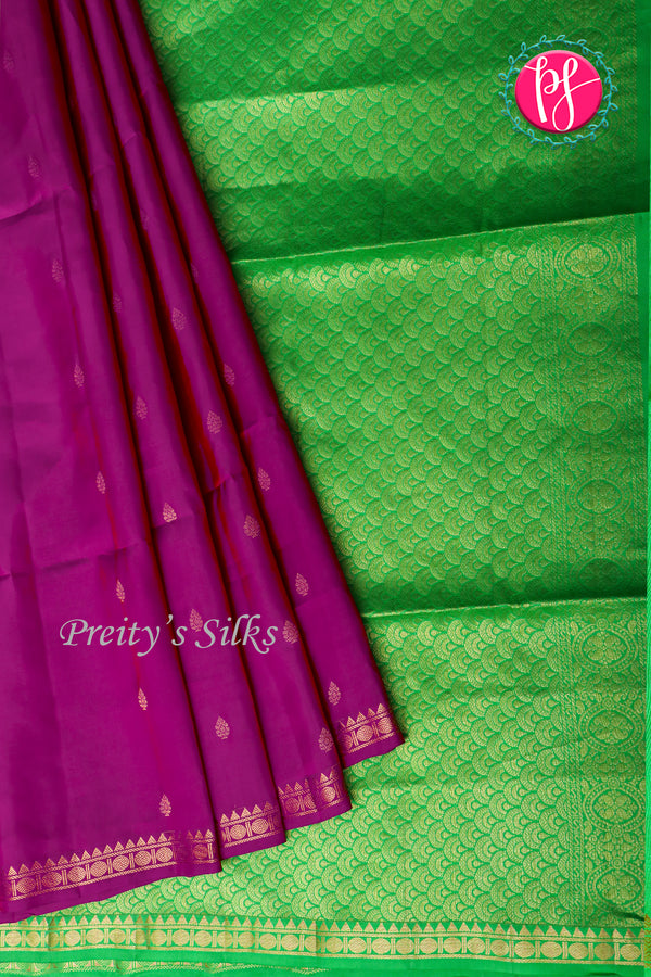 Kanchipuram Soft Silk Saree-Purple And Parrot green-PA20267