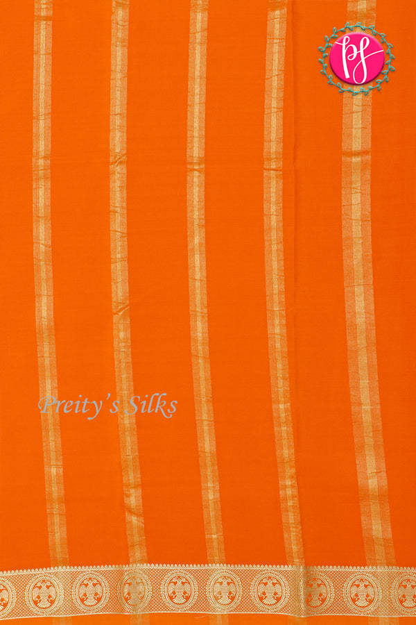 Pure Mysore Crepe Silk Saree-Gandaberunda self-Orange-PA29132