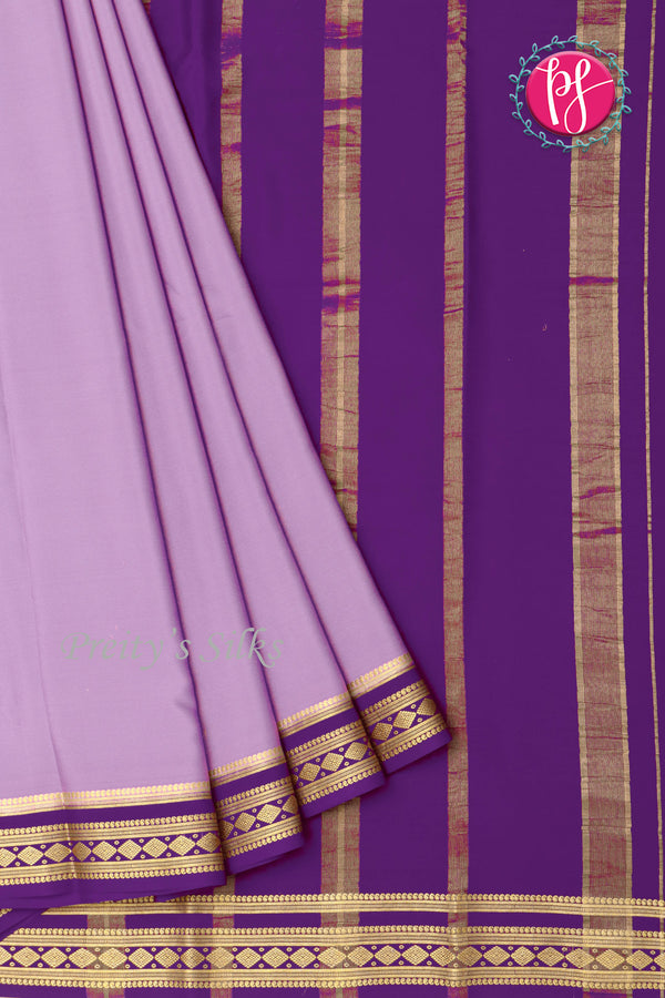 Pure Mysore Crepe Silk Saree-Lavender And Purple-PA19913