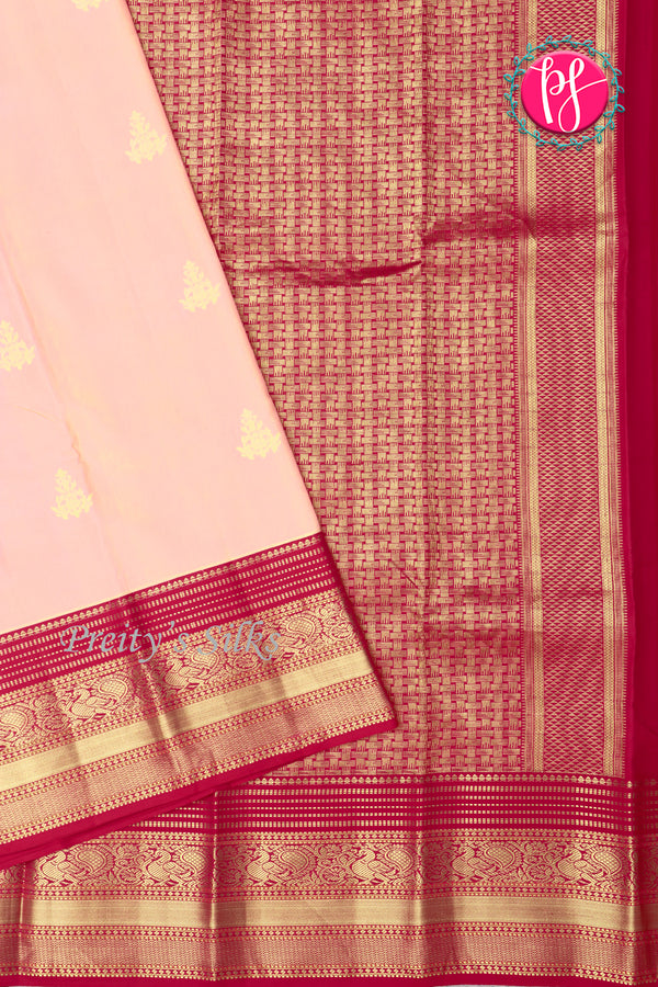 Pure Kanchipuram Silk Saree-Peach And Richmejentapink-PA23514