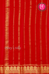 Pure Mysore Crepe Silk Saree-Mango border- Red- PA35251