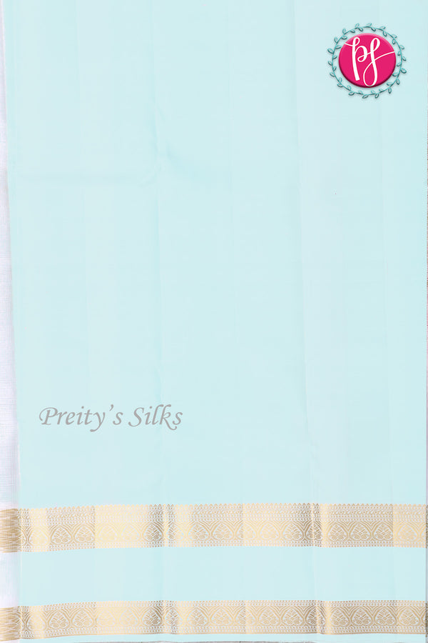 Pure Kanchipuram Silk Saree-Red And Skyblue-PF81312