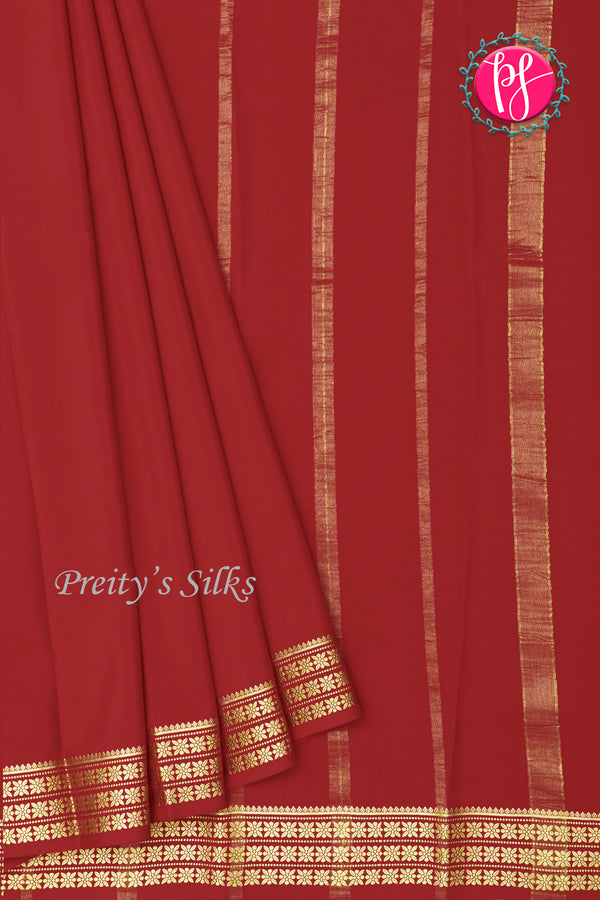 Pure Mysore Crepe Silk Saree-Maroon-PA19578