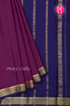 Pure Mysore Crepe Silk Saree-Dep wine And Navyblue-PA22237