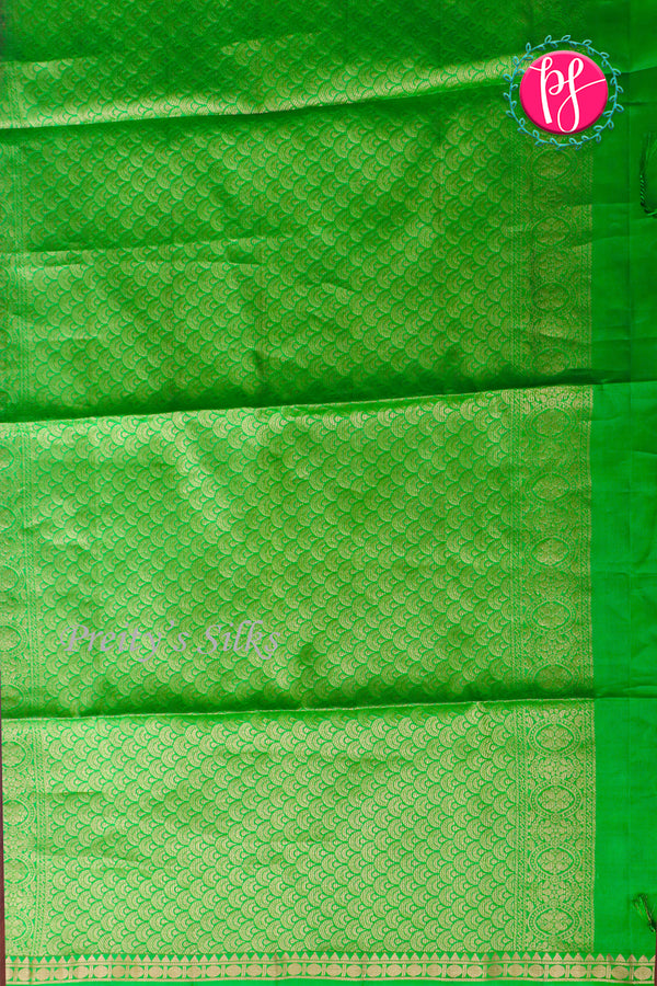 Kanchipuram Soft Silk Saree-Pink And Parrotgreen-PA20267