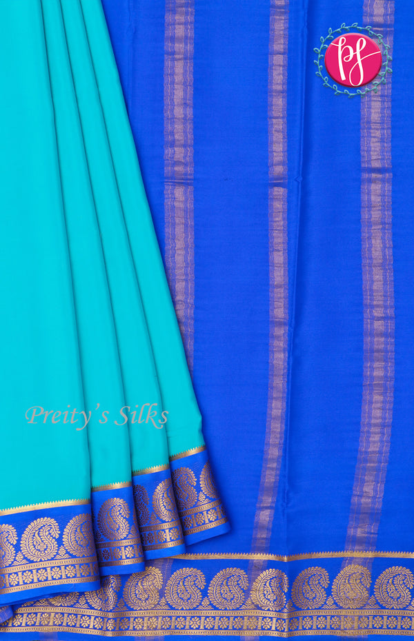 Pure Mysore Crepe Silk Saree With Contrast Mango Border-PF38142