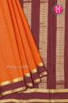 Pure Mysore Crepe Silk Saree -Rust orange And Maroon-PF86046