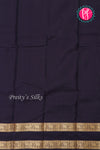 Half Pure Kanchipuram Silk Saree-Dark Magenta And Black- PA25960
