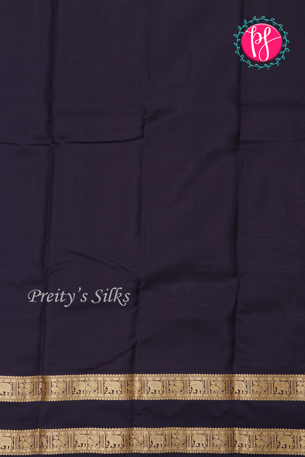 Half Pure Kanchipuram Silk Saree-Dark Magenta And Black- PA25960