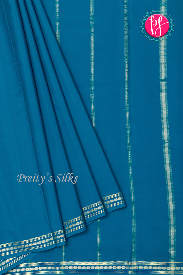 Pure Mysore Crepe Silk Saree-Tealblue-PA20546