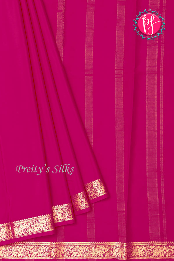 Pure Mysore Crepe Silk Saree-RaniPink-PA19804