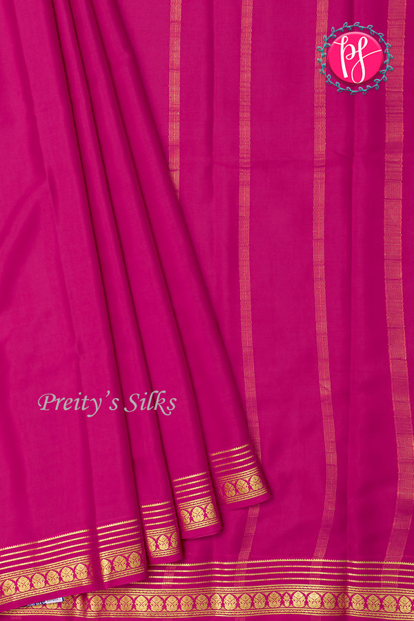 Pure Mysore Crepe Silk Saree-Rani pink-PA21845