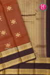 Pure Kanchipuram Silk Saree-PF72334 - Rust Orange with Deep brown