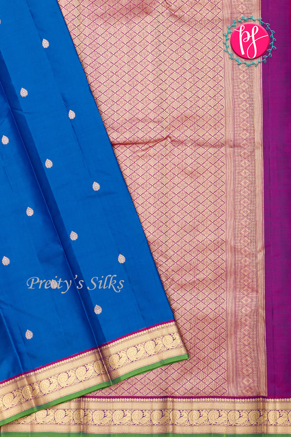 Kanchipuram Soft Silk Saree-Blue-PA20390