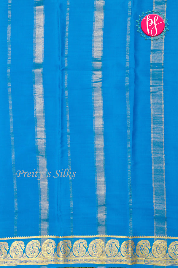 Pure Mysore Crepe Silk Saree-Royalblue And Tealblue-PA20648