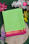 Pure Mysore Crepe Silk Saree-Pistagreen And Pink-PA28638