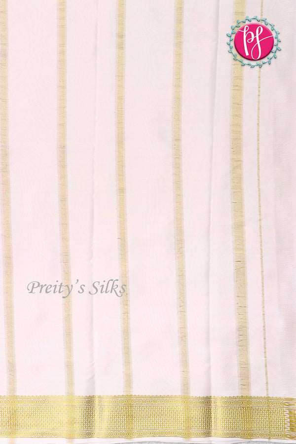 Pure Mysore Crepe Silk Saree -Lightpink And White-PF82724