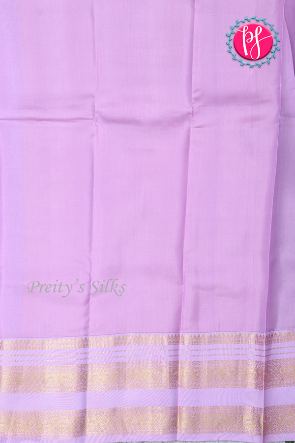 Half Pure Kanchipuram Silk Saree-Bottle Green And Lightlavender-PA25832