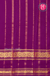Pure Mysore Crepe Silk Saree -Yellow And Purple skyblue-PA01233