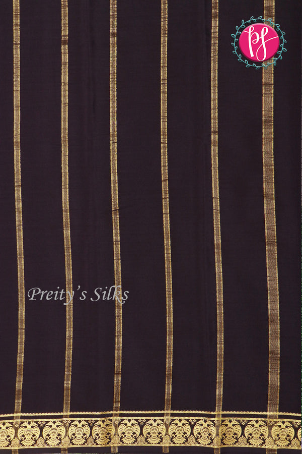 Pure Mysore Crepe Silk Saree-Gandaberunda Border-Red And Black-PA19895
