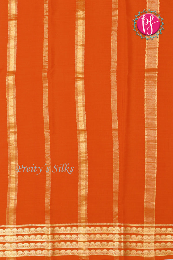 Pure Mysore Crepe Silk Saree-Orange-PA19558
