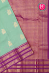Half Pure Kanchipuram Silk Saree-Pastelgreen And Purple-PA25832
