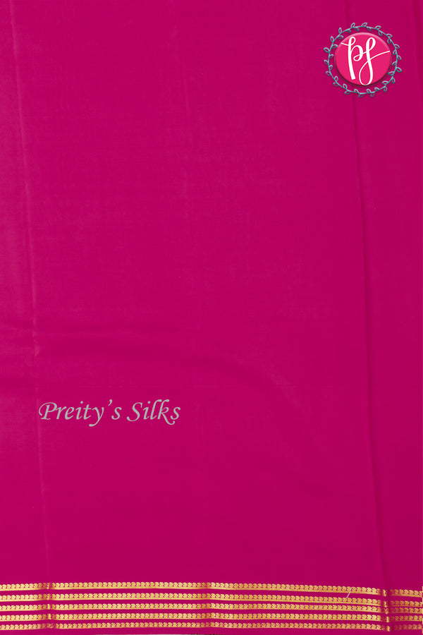 Pure Mysore Crepe Silk Saree-Seagreen And Mejentapink-PA19960