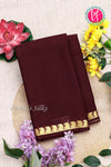 Pure Mysore Crepe Silk Saree-DarkMarron- PA21766