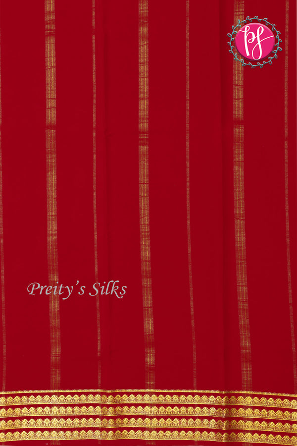 Pure Mysore Crepe Silk Saree-Red-PA19558