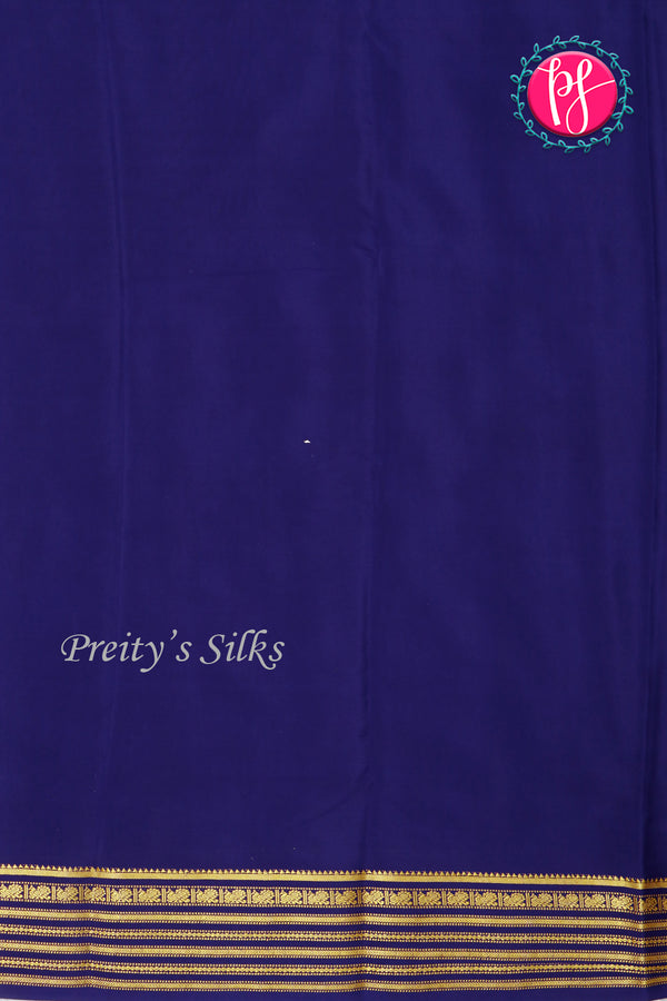 Pure Mysore Crepe Silk Saree -Pistagreen And Navyblue-PA47018
