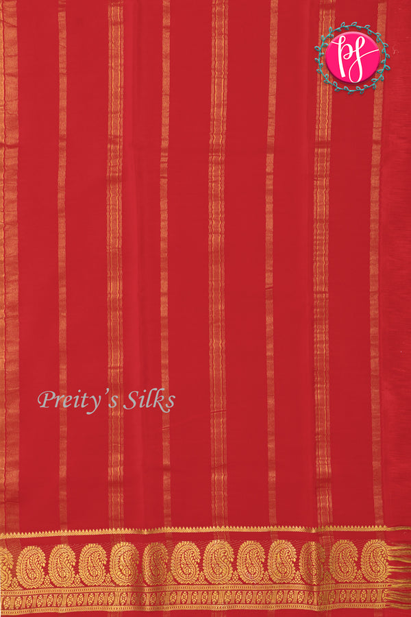 Pure Mysore Crepe Silk Saree-Red-PA20648