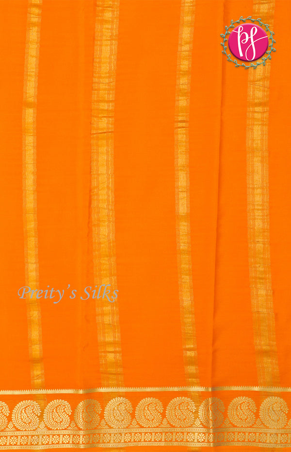 Pure Mysore Crepe Silk Saree With Contrast Mango Border-PF38139