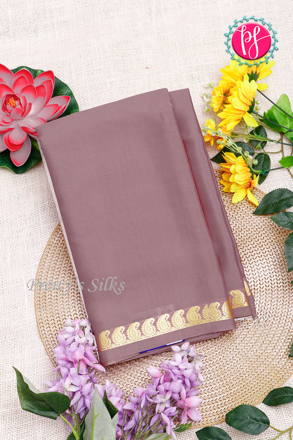Pure Mysore Crepe Silk Saree-Greyishpink-PA21766