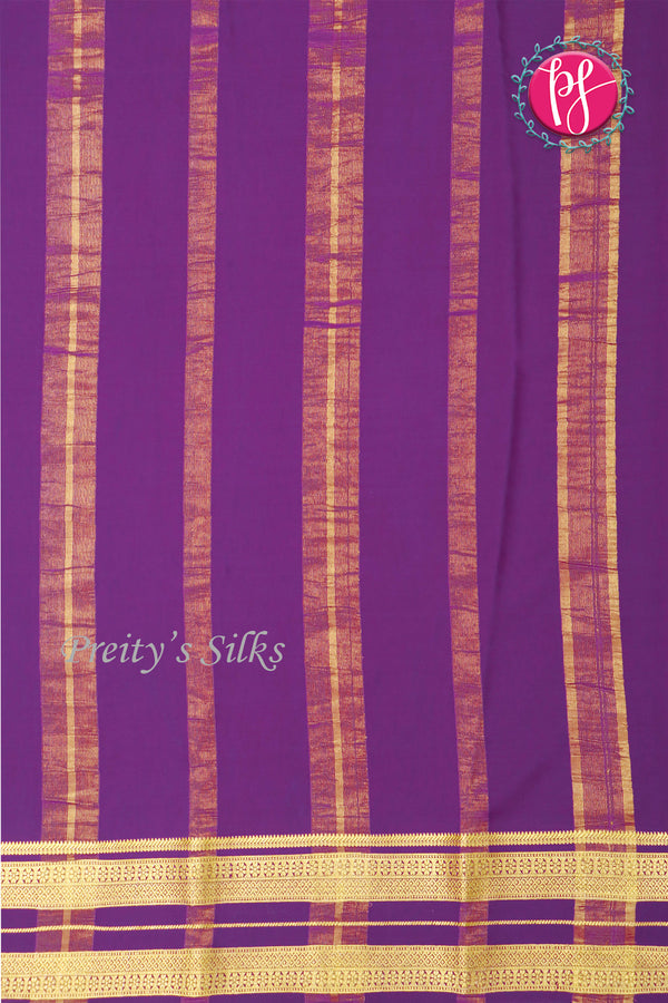 Pure Mysore Crepe Silk Saree-Dusky Magenta pink And Voilet-PA19929