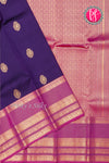 Half Pure Kanchipuram Silk Saree-Navyblue And Pink-PA24684