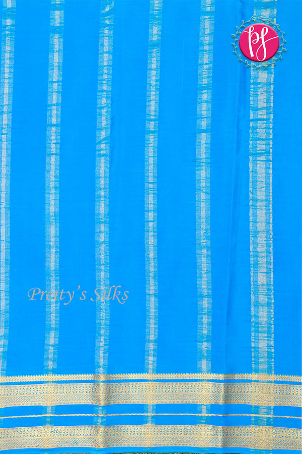 Pure Mysore Crepe Silk Saree-Royalblue And Skyblue-PA19929