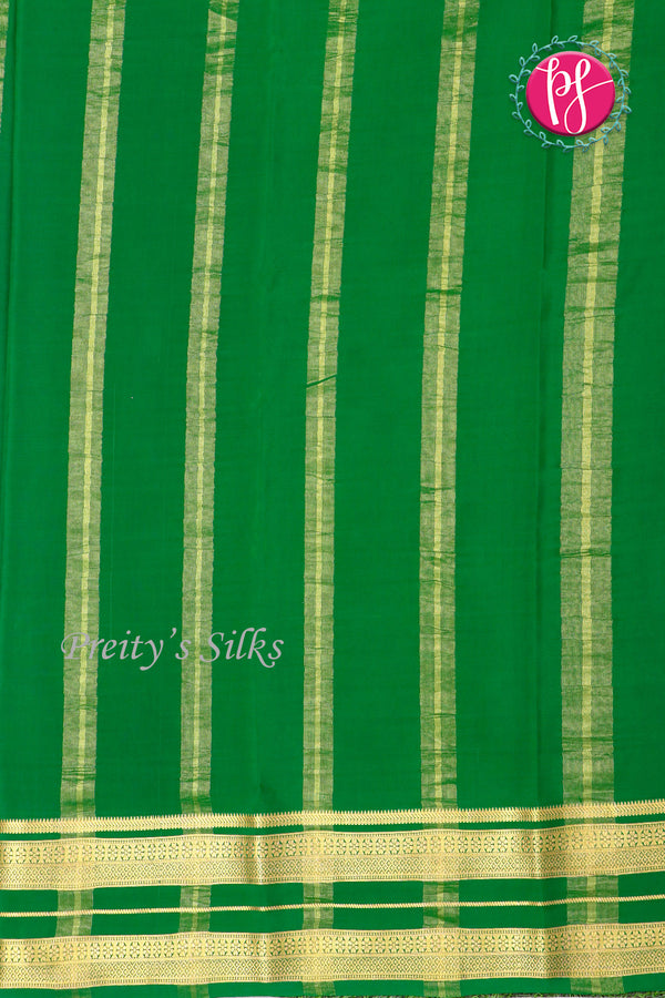 Pure Mysore Crepe Silk Saree-Marigold orange And Green-PA19929