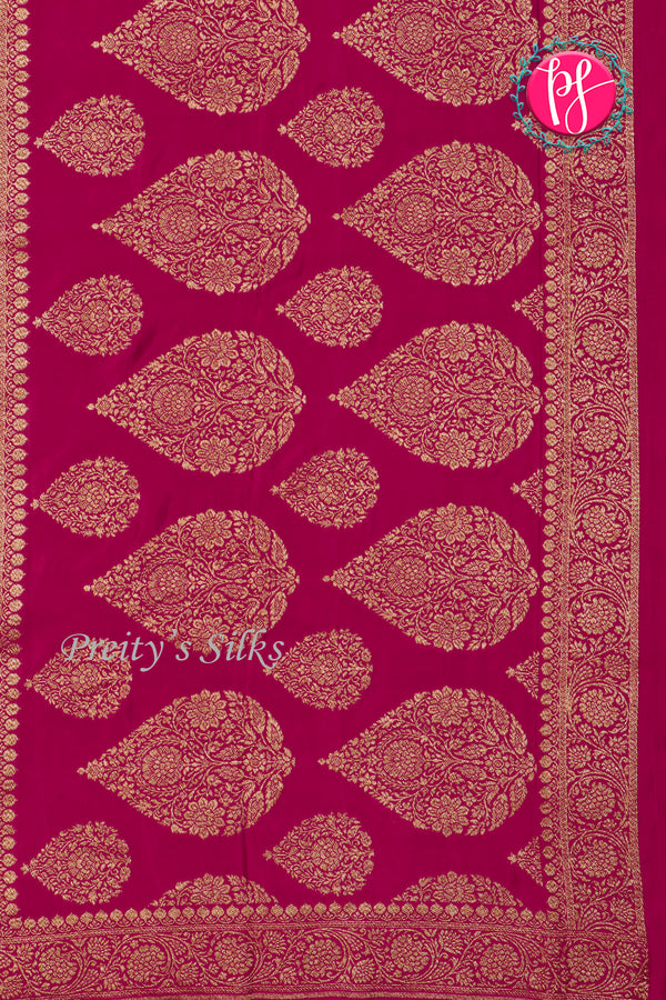 Pure Banarasi Crepe Silk Saree-Onion Pink And Mejentapink-PA22100