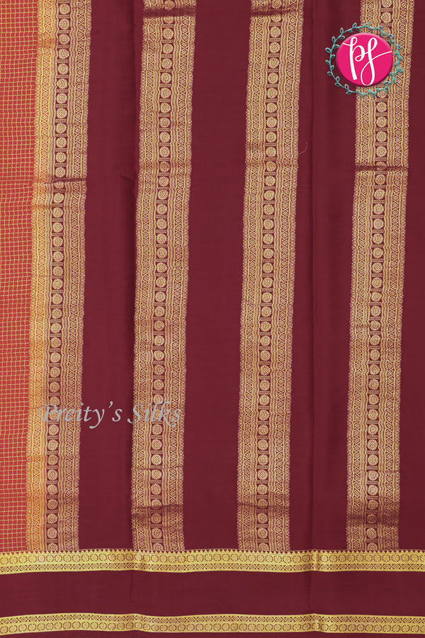Pure Mysore Crepe Silk Saree -Rust orange And Maroon-PF86046