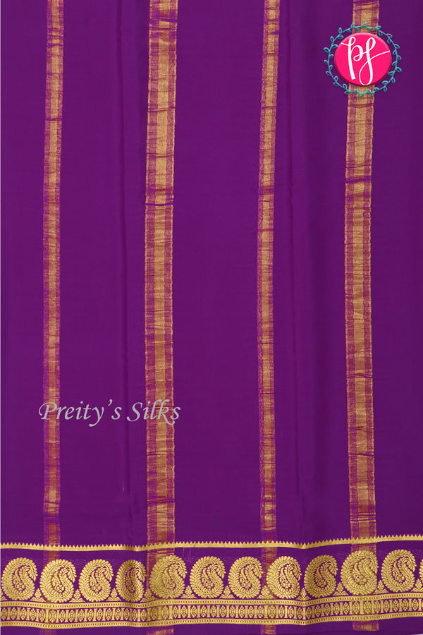 Pure Mysore Crepe Silk Saree-Skyblue And Deeppurple-PA20648