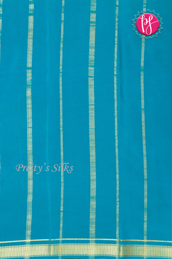 Pure Mysore Crepe Silk Saree -Limegreen And Ramablue-PA10650